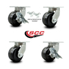 Service Caster 6 Inch Heavy Duty Phenolic Wheel Swivel Caster Swivel Locks 2 Brakes, 2PK SCC-KP92S630-PHR-BSL-2-SLB-2